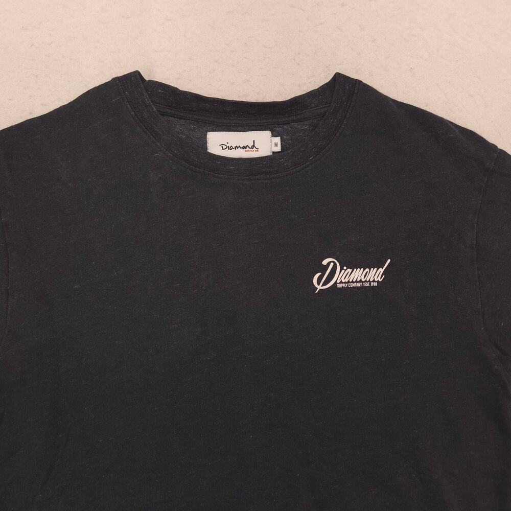 Diamond Graphic Casual Crew Neck Short Sleeve T Shirt Mens Size Medium M Black